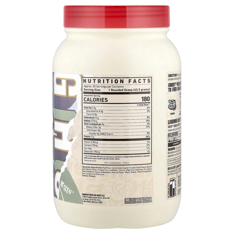 Ghost, веганский протеин, Cereal Milk® с арахисовой пастой, 1274 г (2,8 фунта)