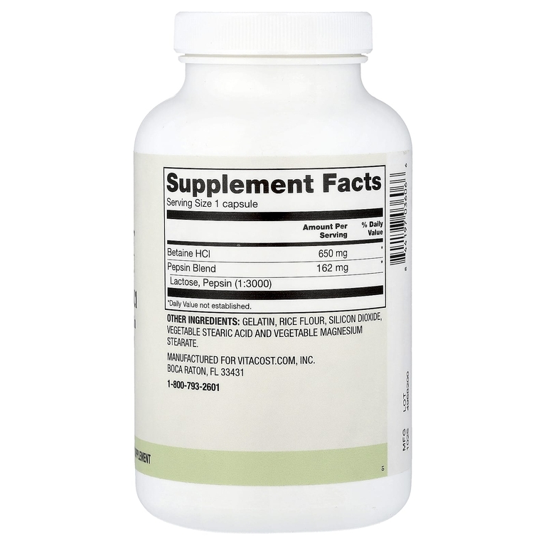 Vitacost, Everyday, бетаин HCl, 250 капсул