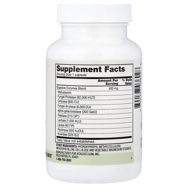 Vitacost, Everyday, пищеварительные ферменты, 180 капсул