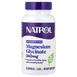 Natrol, глицинат магния, высокая степень усвояемости, 30 капсул (120 мг в 1 капсуле)