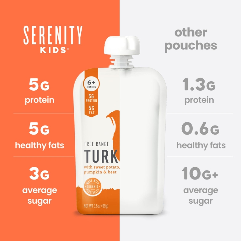 Serenity Kids, Фермерская индейка с бататом, тыквой и свеклой, для детей от 6 месяцев, 6 паучей по 99 г (3,5 унции)