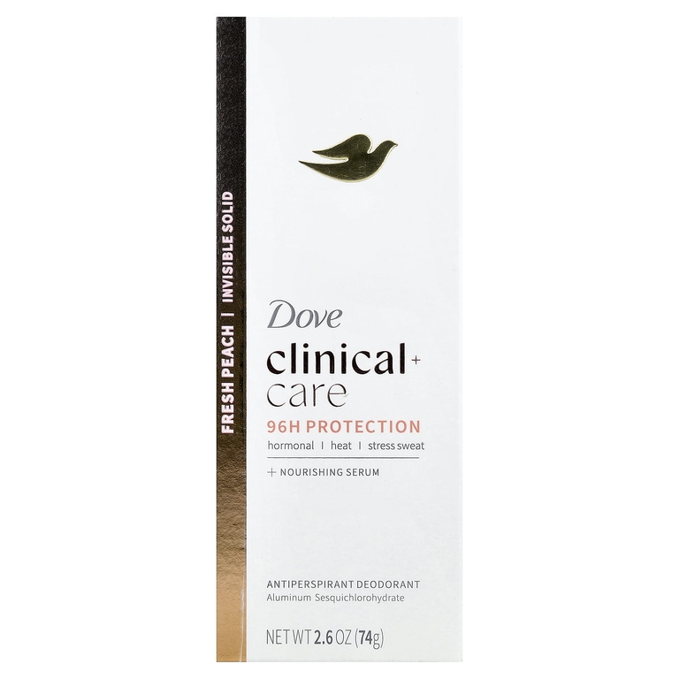 Dove, Clinical + Care, дезодорант-антиперспирант, свежий персик, 74 г (2,6 унции)