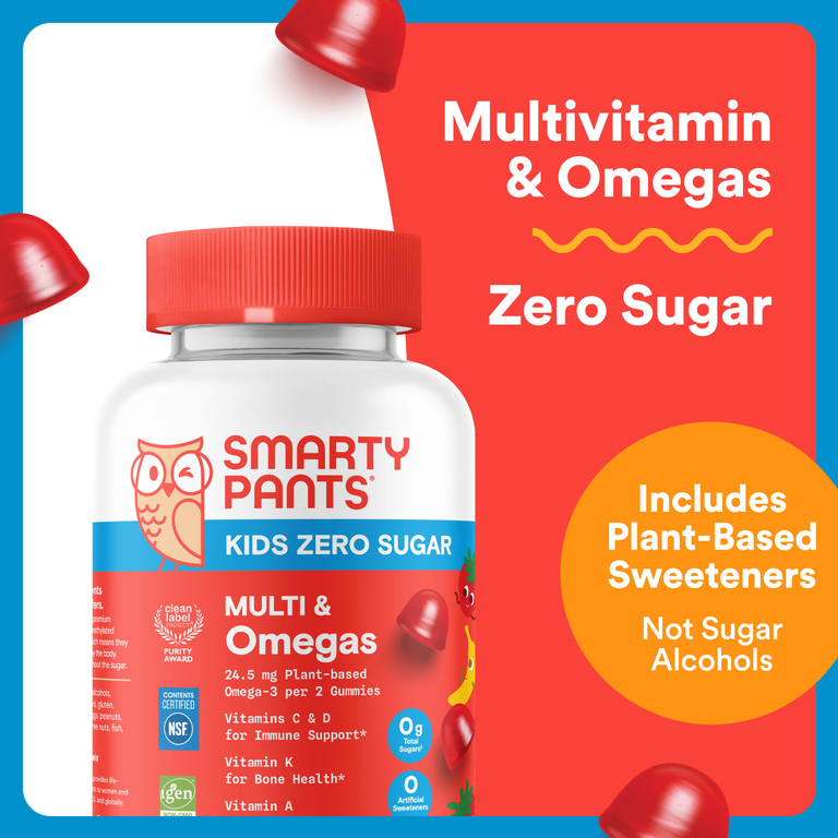 SmartyPants, для детей, мультивитамины и омега-3, со вкусом клубники и банана, 60 жевательных таблеток