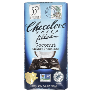 Chocolove, кокос с начинкой в темном шоколаде, 55% какао, 90 г (3,2 унции)