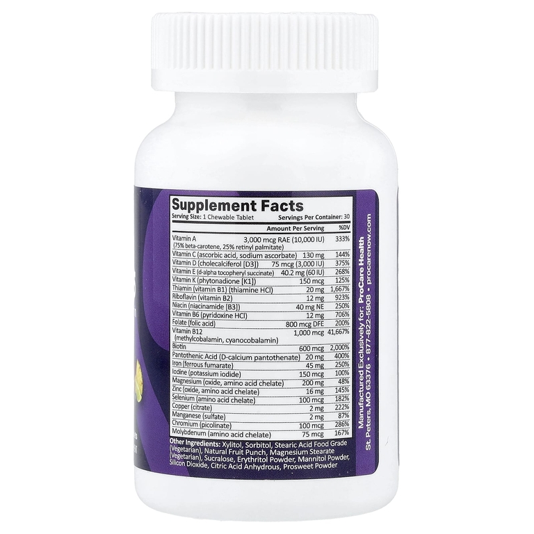 ProCare Health, Core-45, бариатрические мультивитамины, фруктовый пунш, 30 жевательных таблеток
