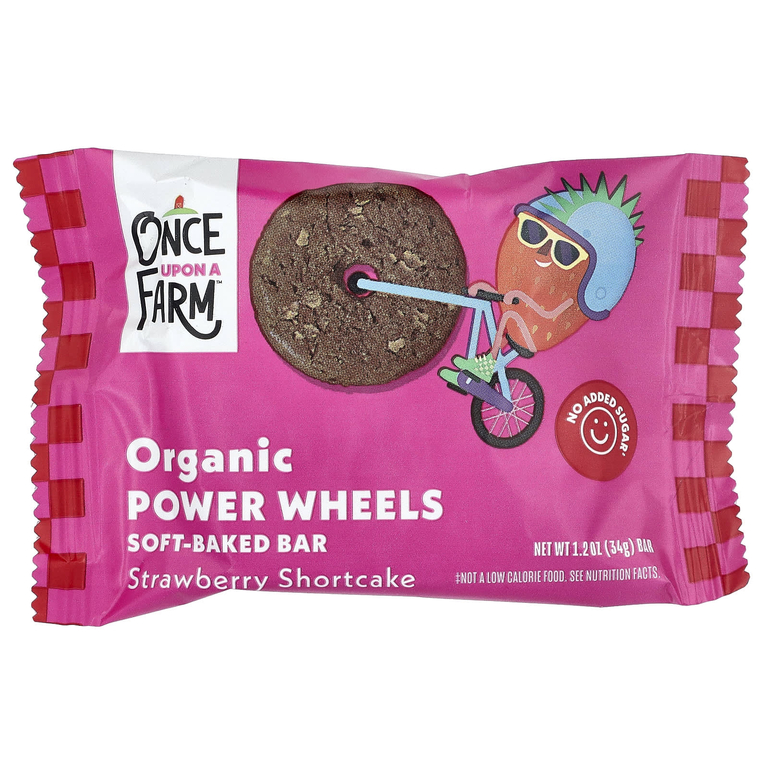 Once Upon A Farm, Organic Power Circles, запеченный батончик, клубничное печенье, 4 батончика по 34 г (1,2 унции)