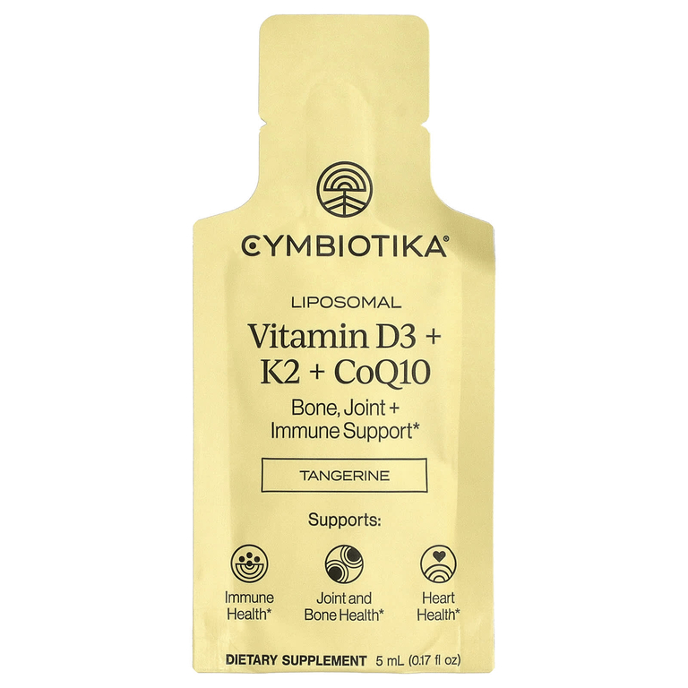Cymbiotika, липосомальные витамины D3, K2 и коэнзим Q10, мандарин, 28 пакетиков по 5 мл (0,17 жидк. унции)