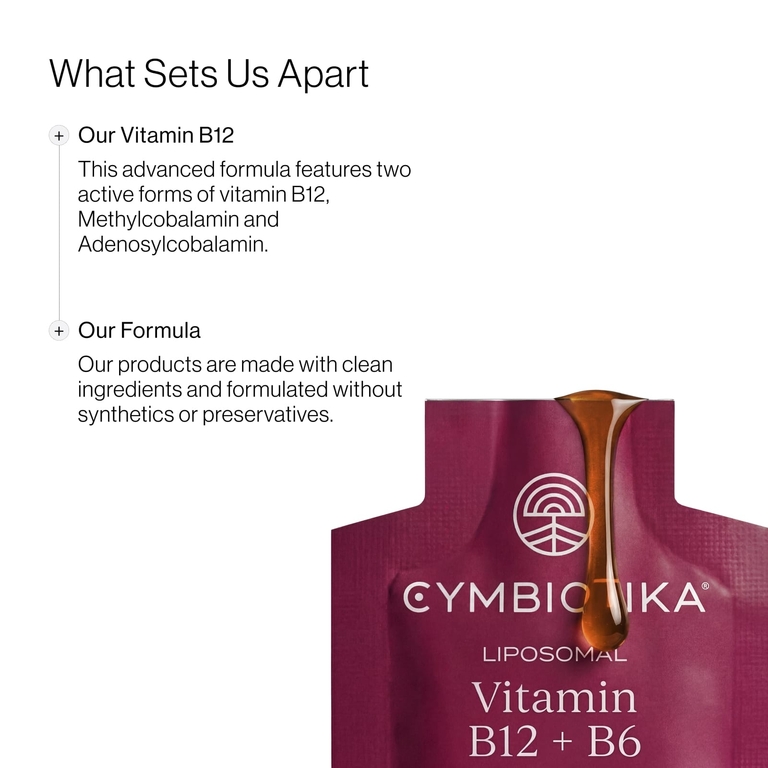 Cymbiotika, липосомальные витамины B12 и B6, с ягодным вкусом, 28 пакетиков по 5 мл (0,17 жидк. унции)