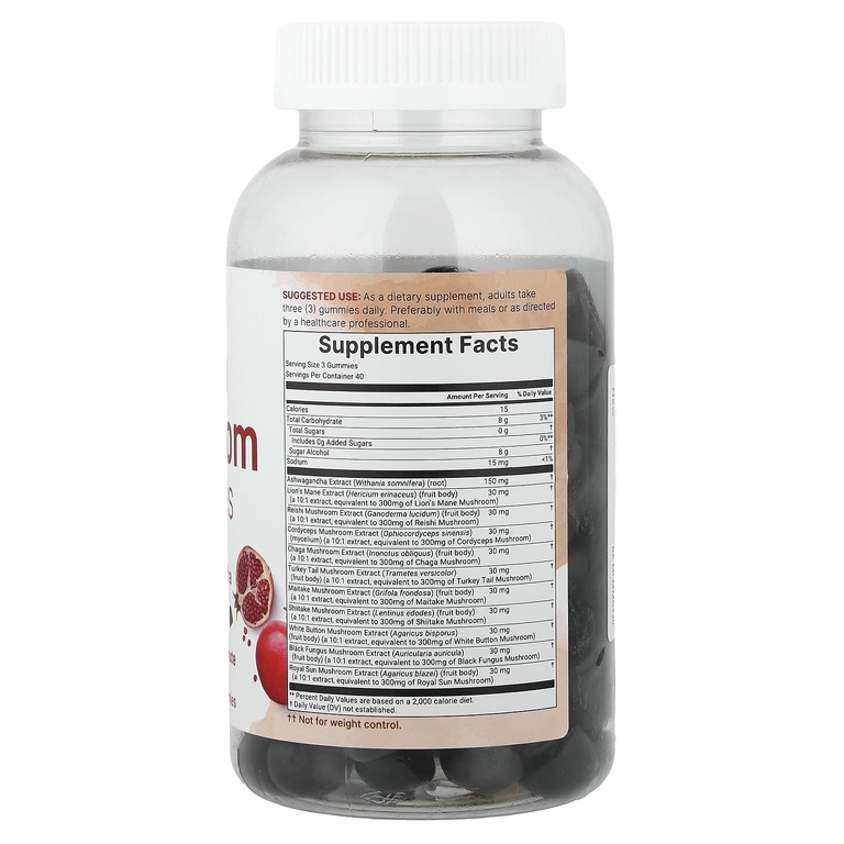 Micro Ingredients, Mega Mushrooms, жевательные таблетки, со вкусом малины и граната, 120 жевательных таблеток