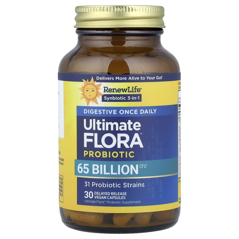 Renew Life, Ultimate Flora™, пробиотик для пищеварения, для приема один раз в день, 30 веганских капсул с отсроченным высвобождением