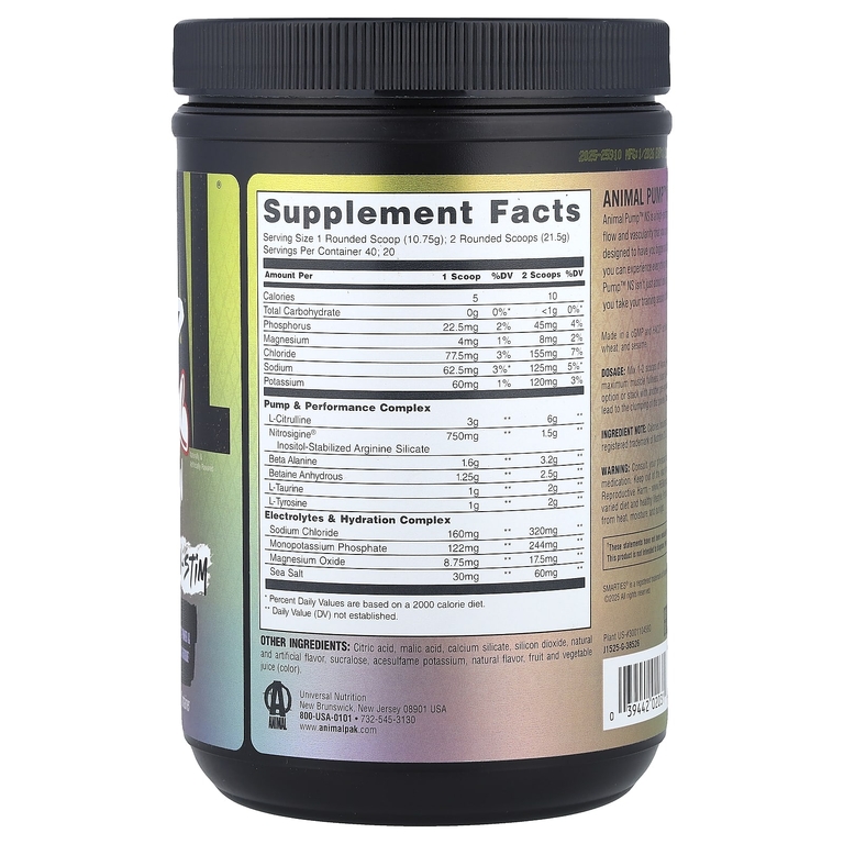 Animal, Pump™ Pre-Workout, предтренировочный комплекс без стимуляторов, Smarties® Edition, 430 г (15,16 унции)