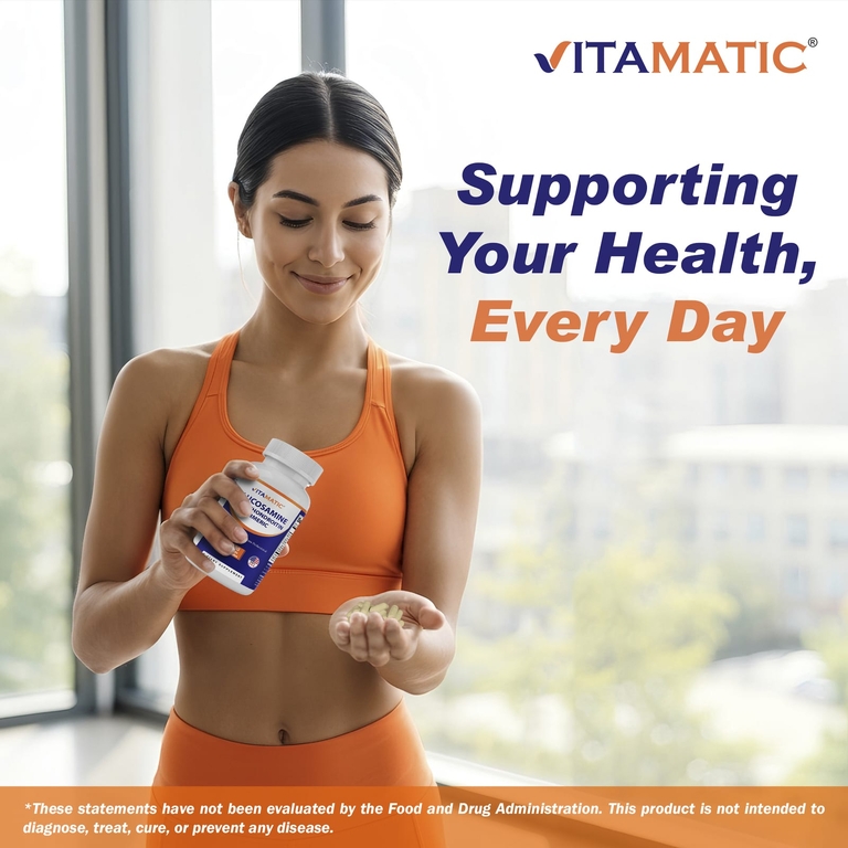 Vitamatic, глюкозамин, МСМ, хондроитин и куркума, 180 растительных капсул