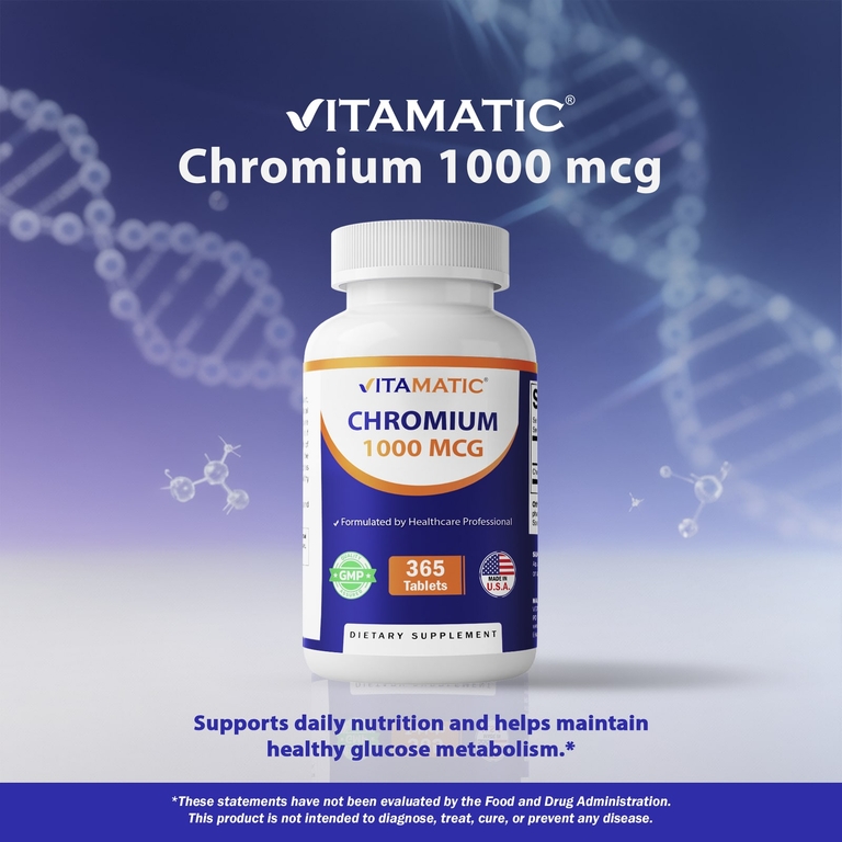 Vitamatic, хром, 1000 мкг, 365 таблеток