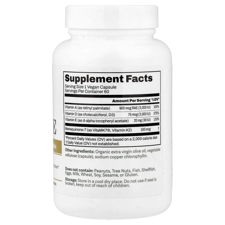 Dr. Murray's, витамины K2, A, D3, E, 60 веганских капсул