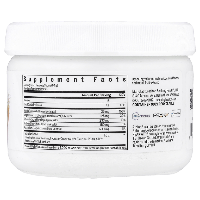 Seeking Health, Optimal Electrolyte, со вкусом персика, 183 г (6,46 унции)