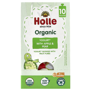 Holle, Органический йогурт с яблоком и грушами, 8 месяцев и старше, 10 пакетиков, 85 г (3 унции)