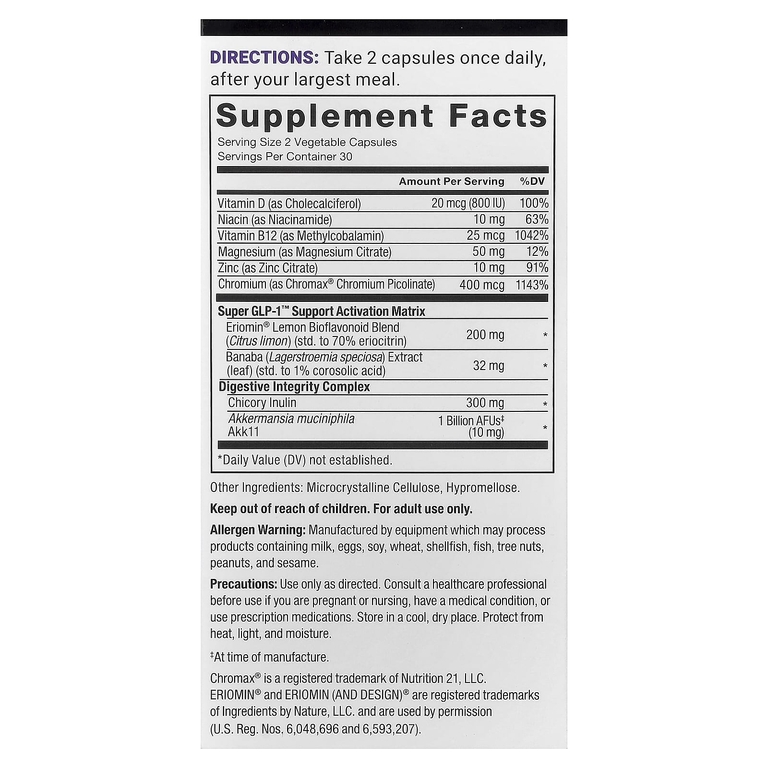 Force Factor, Super GLP-1™ Support + Akkermansia, 60 растительных капсул