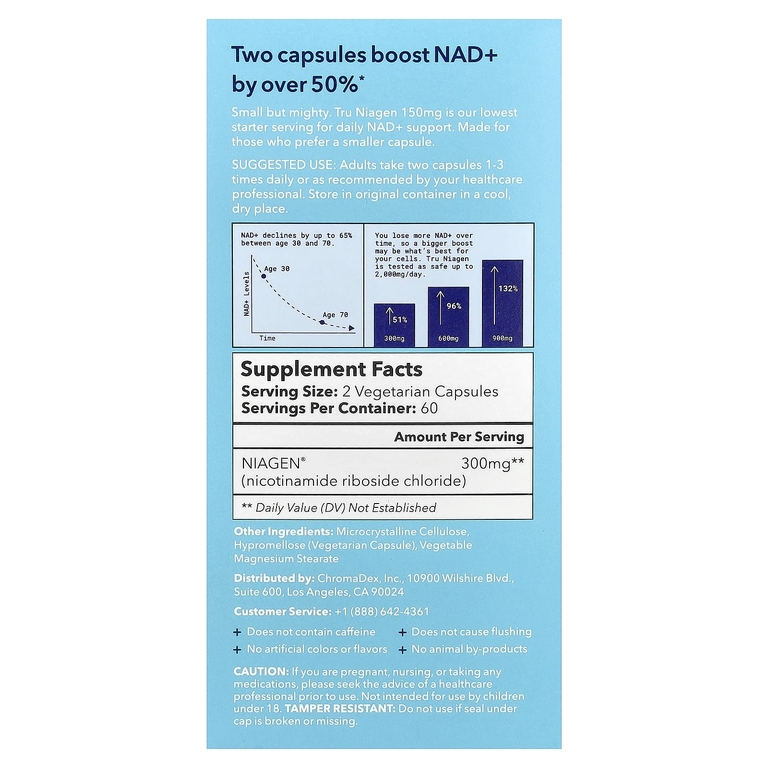 Tru Niagen, Age Better®, 120 вегетарианских капсул (150 мг в 1 капсуле)