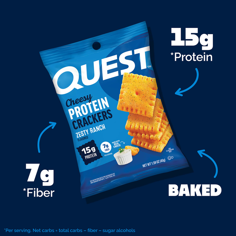 Quest Nutrition, протеиновые крекеры, пикантный вкус, 6 пакетиков по 45 г (1,59 унции)