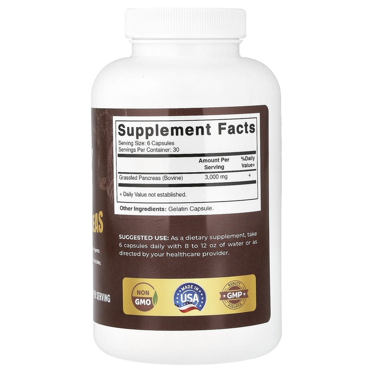 Vitamatic, говяжья поджелудочная железа животных травяного откорма, 180 капсул (500 мг в 1 капсуле)