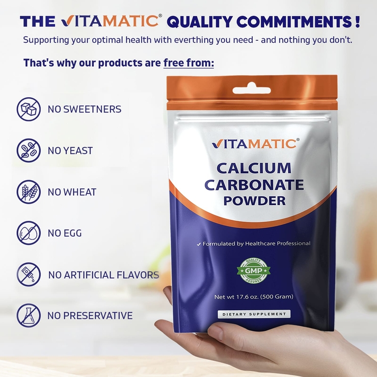 Vitamatic, Карбонат кальция в порошке, 500 г (17,6 унции)