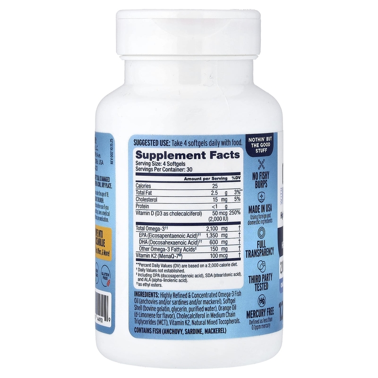 OceanBlue, Professional, Omega-3 2100® с витаминами K2 и D3, мини-капсулы, апельсин, 120 капсул