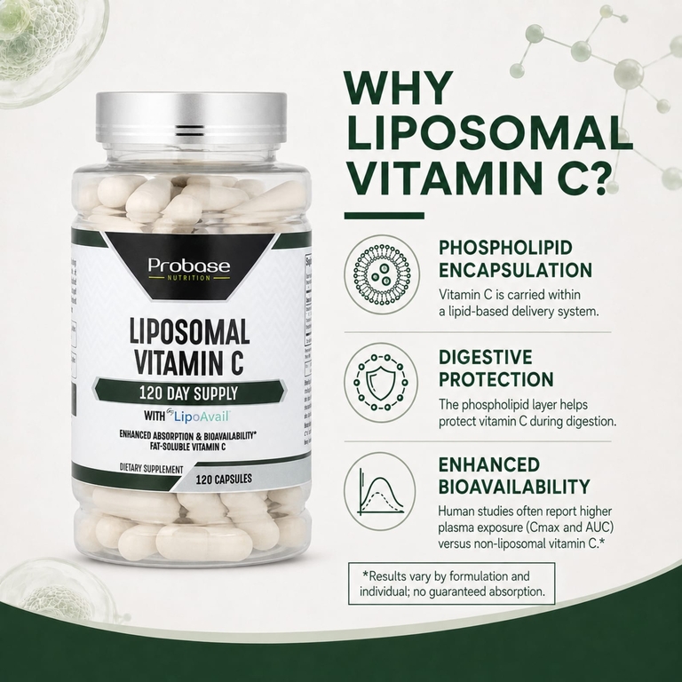 Probase Nutrition, липосомальный витамин C, 120 капсул