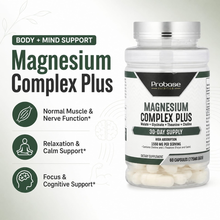 Probase Nutrition, комплекс магния плюс, 60 капсул