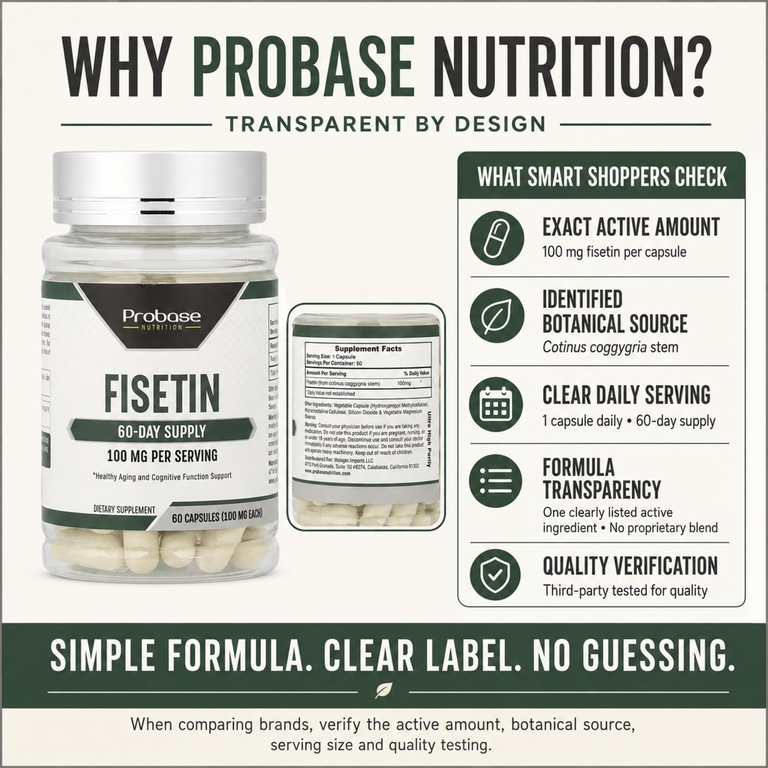 Probase Nutrition, физетин, 100 мг, 60 капсул