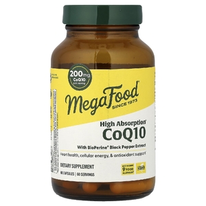 MegaFood, коэнзим Q10 с экстрактом черного перца BioPerine®, 60 капсул