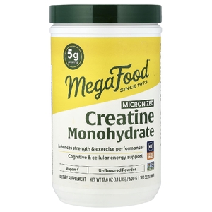 MegaFood, микронизированный креатин, моногидрат в порошке, без добавок, 500 г (17.6 унции)