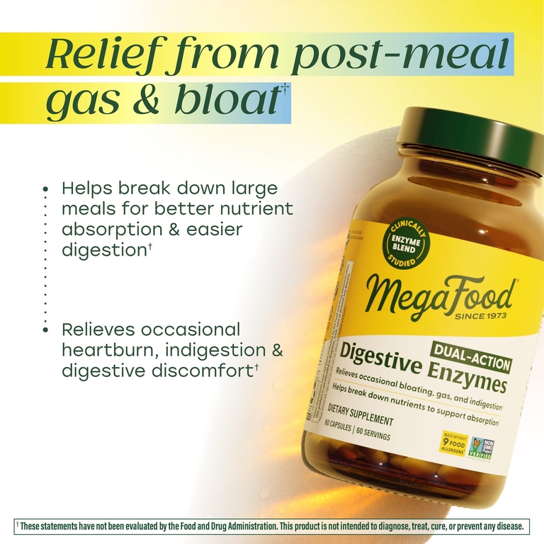 MegaFood, пищеварительные ферменты двойного действия, 60 капсул