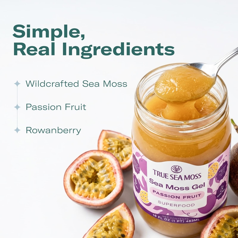 True Sea Moss, гель с суперфудами из морского мха, маракуйя, 473 мл (16 жидк. унций)