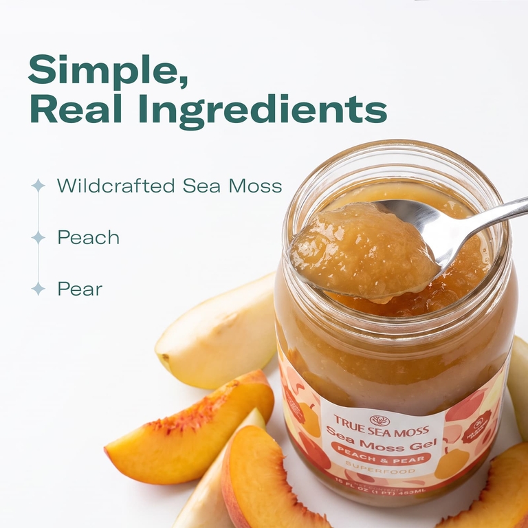 True Sea Moss, гель с суперфудами из морского мха, персик и груша, 453 мл (16 жидк. унций)
