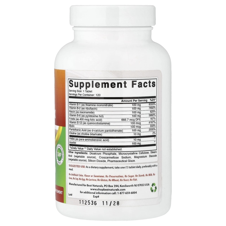 Best Naturals, B-100 Complex, 120 таблеток