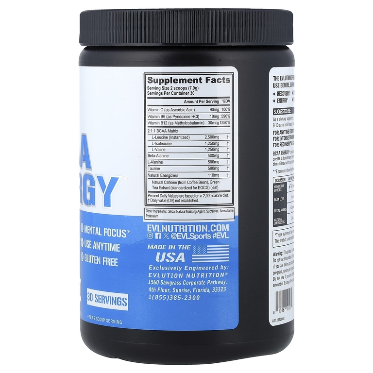 EVLution Nutrition, BCAA Energy®, без добавок, 237 г (8,4 унции)