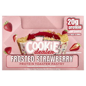 My Cookie Dealer Protein, Протеиновое печенье, глазированное клубникой, 12 булочных изделий по 73 г (2,6 унции) каждая.