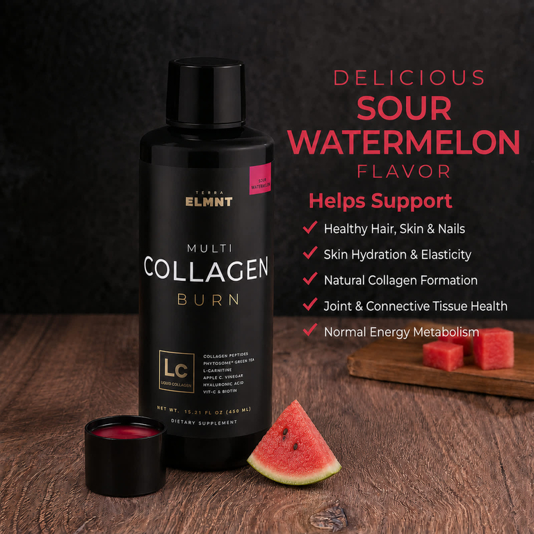 TERRA ELMNT, Multi Collagen Burn, кислая арбуз, 450 мл (15,21 жидк. унции)