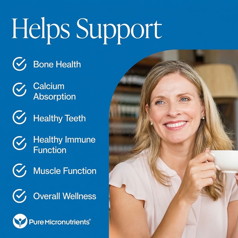 Pure Micronutrients, Комплекс D3 + K2 с кальцием и чёрным перцем, 60 капсул