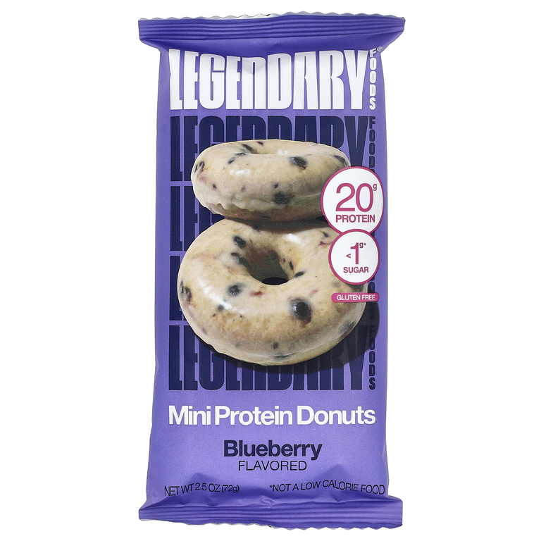 Legendary Foods, Mini Protein Donuts, голубика, 12 пакетиков, 72 г (2,5 унции)