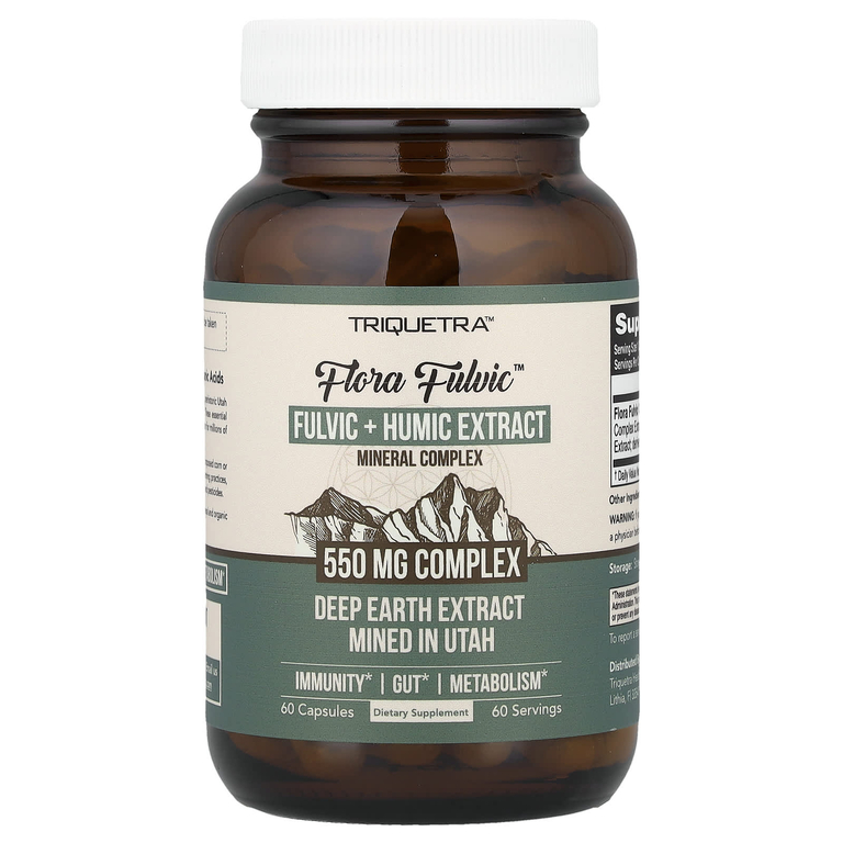 Triquetra Health, Минеральный комплекс Flora Fulvic™ с фульвиковым экстрактом и гуминовыми экстрактами, 550 мг, 60 капсул