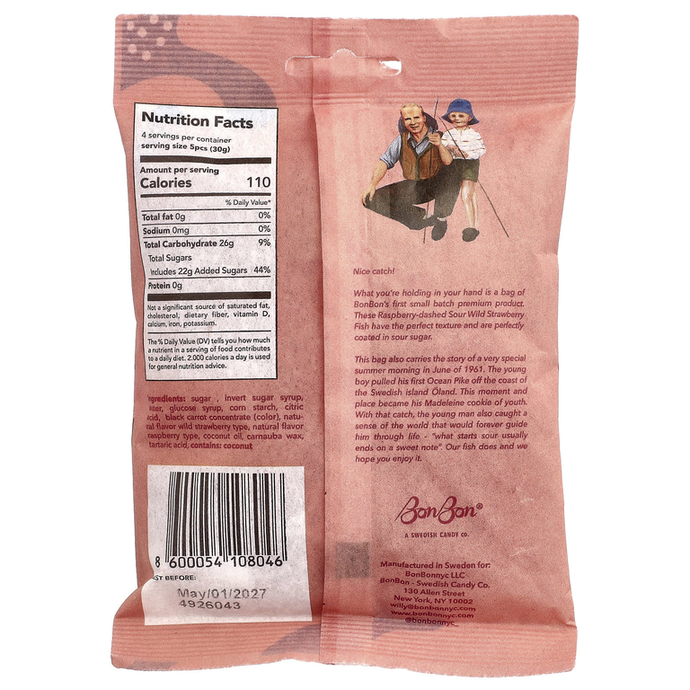 BonBon, Кислая дикая клубничная рыба, 150 г (5,2 унции)
