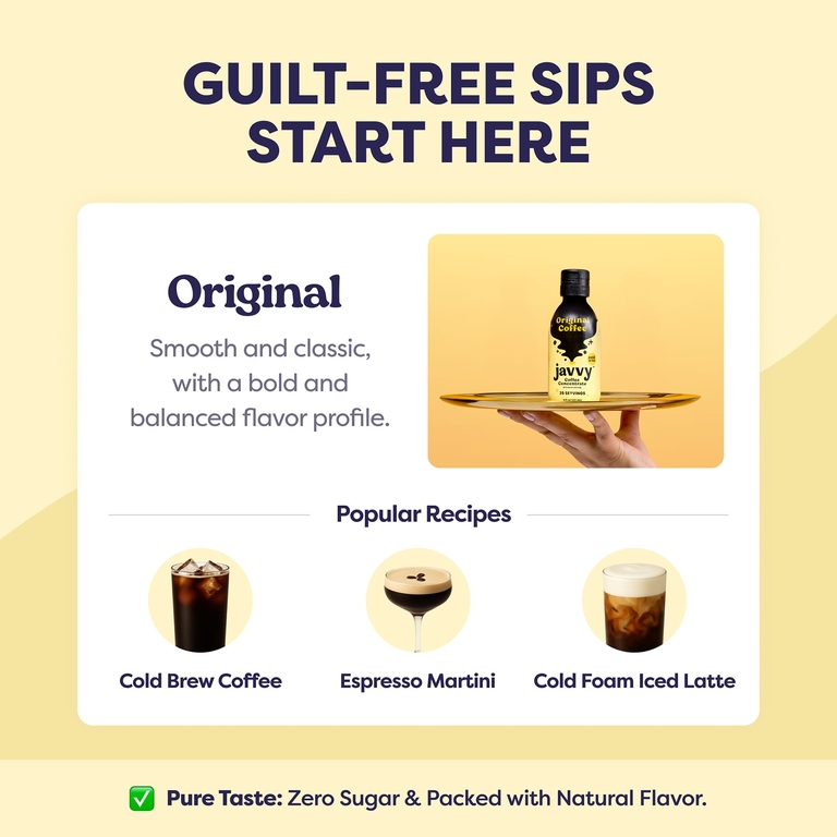 Javvy Coffee, Кофейный концентрат с добавлением кофеина, оригинальный кофе, 177 мл (6 жидк. унций)