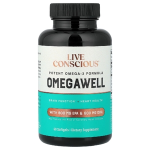 Live Conscious, OmegaWell, 60 мягких капсул (1000 мг в 1 капсуле)