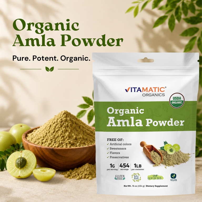 Vitamatic, Органический порошок амлы, 16 унций (454 г)