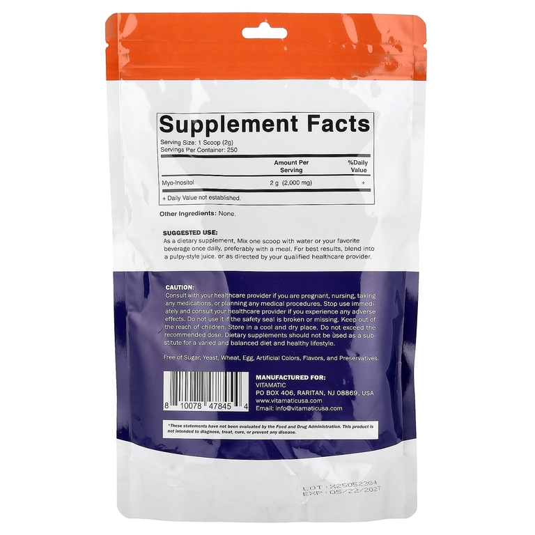 Vitamatic, Миоинозитол в порошке, 500 г (17,6 унции)