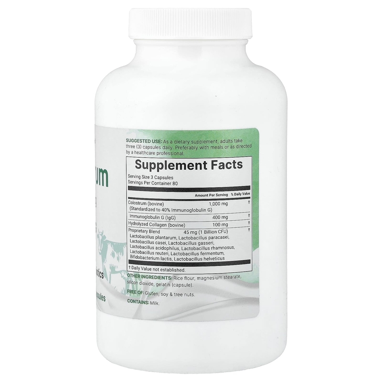 Micro Ingredients, Молозиво с коллагеном и пробиотиками, 240 капсул