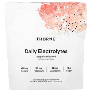 Thorne, Daily Electrolytes, грейпфрут, 30 стик-пакетиков, 4,45 г (0,16 унции)