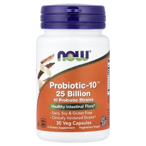 NOW Foods, Пробиотик-10™, 25 млрд КОЕ, 30 вегетарианских капсул