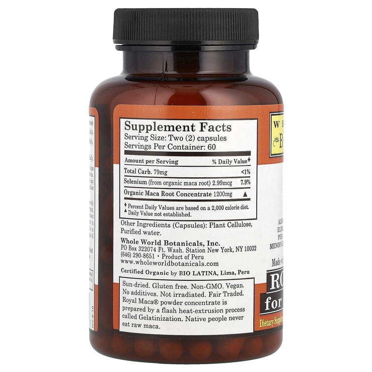 Whole World Botanicals, королевская мака, при менопаузе, 120 растительных капсул